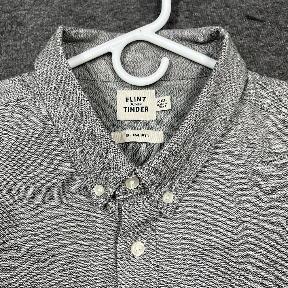 Flint and Tinder Selvedge Architect Shirt Mens 2XL Gray Japanese Slub Denim Slim - Picture 5 of 15
